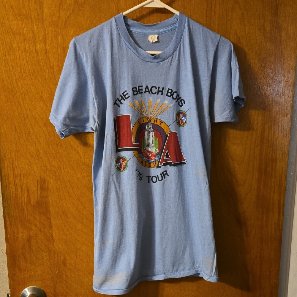 Vintage Blue Beach Boys 1979 Tour T-Shirt: Large: E